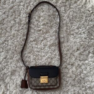 Authentic Gucci Brown and Black Designer Padlock Crossbody Bag